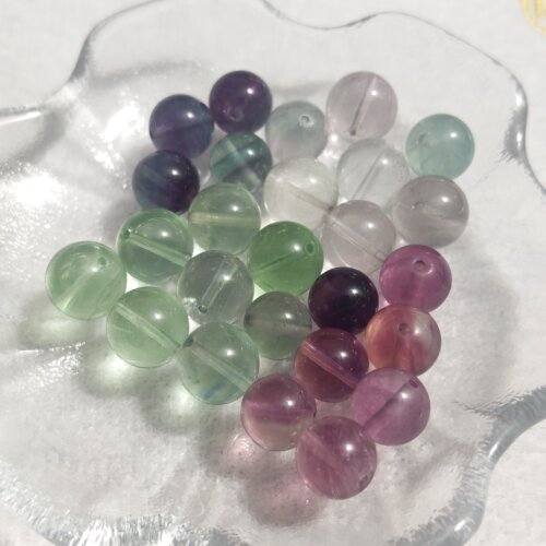 禧芙蓉XFORO水晶绿 紫 蓝 彩萤石9mm-10mm圆珠DIY手工串珠配件