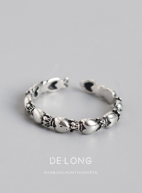 小众爱心纯银ins时尚风饰品戒指