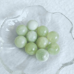 天然岫玉青提奶盖散珠6 16.5mm圆珠散珠手工DIY手链项链串珠配件