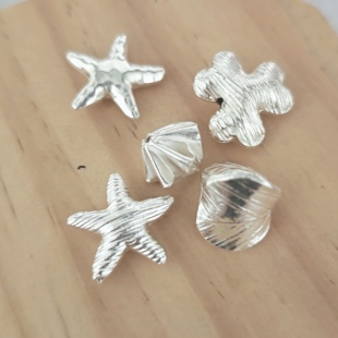 S925纯银泰国清迈手工银星星珊瑚灯笼碟珠粽子叶隔珠手工DIY配件