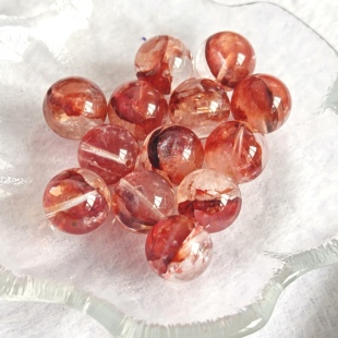 禧芙蓉XFORO冰透正宫红胶花单珠10mm-15mm散珠手工diy串珠配件
