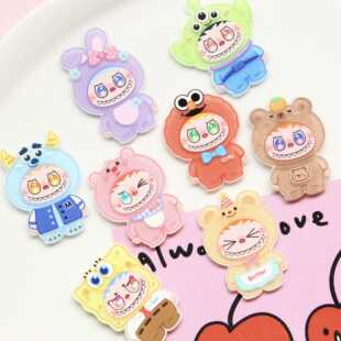 亮面大号拉布布卡通头套系列 奶油胶手机壳发夹亚克力贴片diy配件