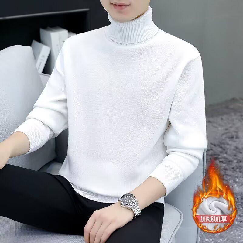男士毛衣半高领秋冬季修身内搭百搭针织打底衫纯黑色中领潮流线衣
