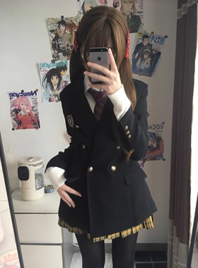 校供感jk制服裙西装外套女基础款春秋季套装学院风学生叠穿西服