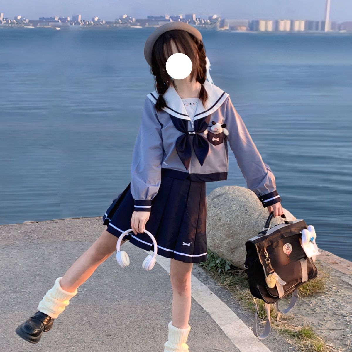 小丢家原创小趴狗可爱日系短袖水手服正版甜美套装春夏大码显瘦MM