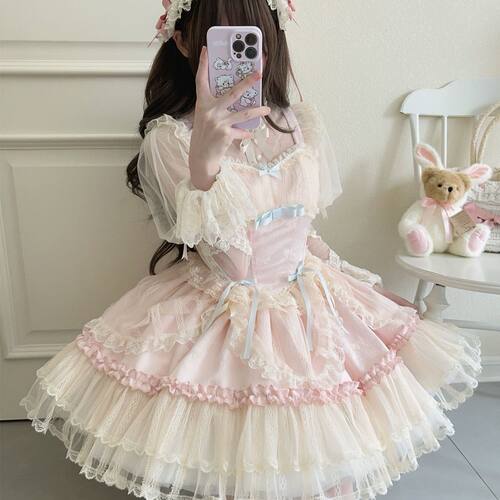 【花季结缘】Lolita洋装小众芭蕾风jsk吊带连衣裙