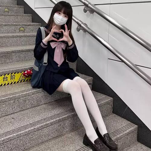 秋柚语凌兰私立原创学院风丁达尔穿搭绀粉水手服长短袖校供春秋