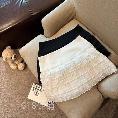 Jade Closet直营店推荐~纯欲风甜辣妹层层蕾丝花边防走光半身短裙