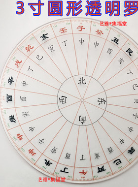 圆形二十四山精准透明罗盘立极尺