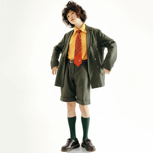 俏皮绅士19秋 五分裤 休闲饮料chill drink复古日系休闲西装