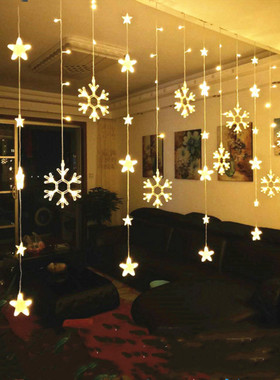 led彩灯雪花星星灯网红灯串灯卧室装饰灯ins改造房间窗帘灯挂灯饰