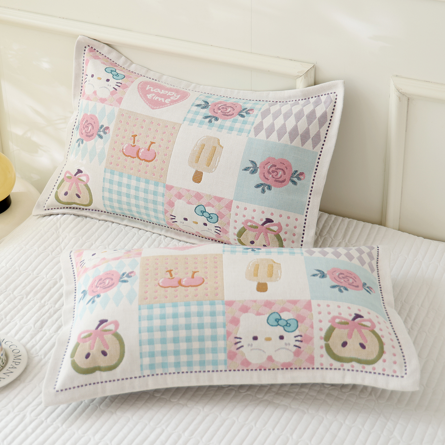 纯棉纱布儿童枕套卡通加厚