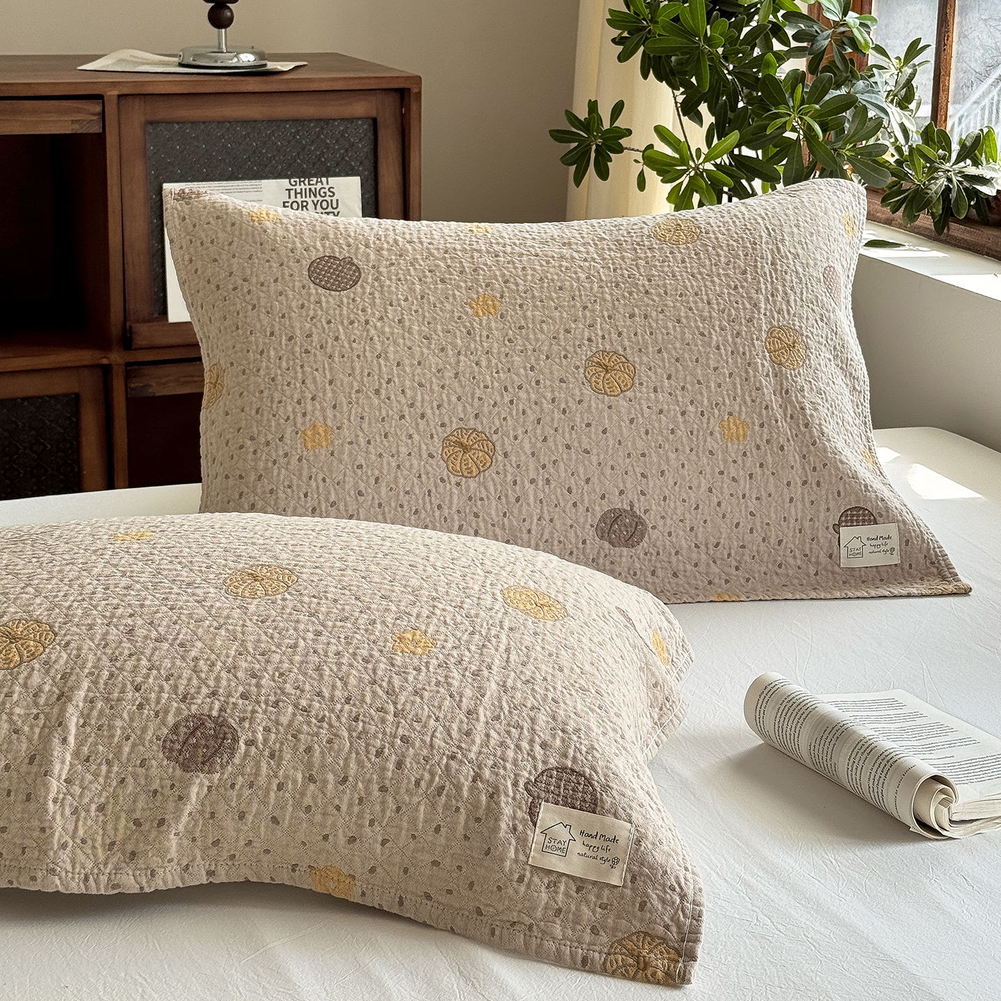 纯棉纱布枕巾高密防脱落