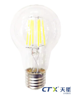 CTX天星照明灯丝灯条4W8WLED全透明球泡暖光无频闪灯泡超亮灯包邮