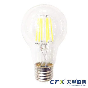 CTX天星照明灯丝灯条4W8WLED全透明球泡暖光无频闪灯泡超亮灯 包邮