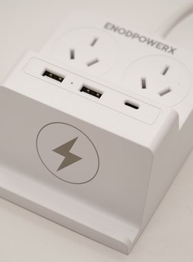 出美亚的ENODPOWERX 带USB充电功能的6合1插线板插排2米手机支架