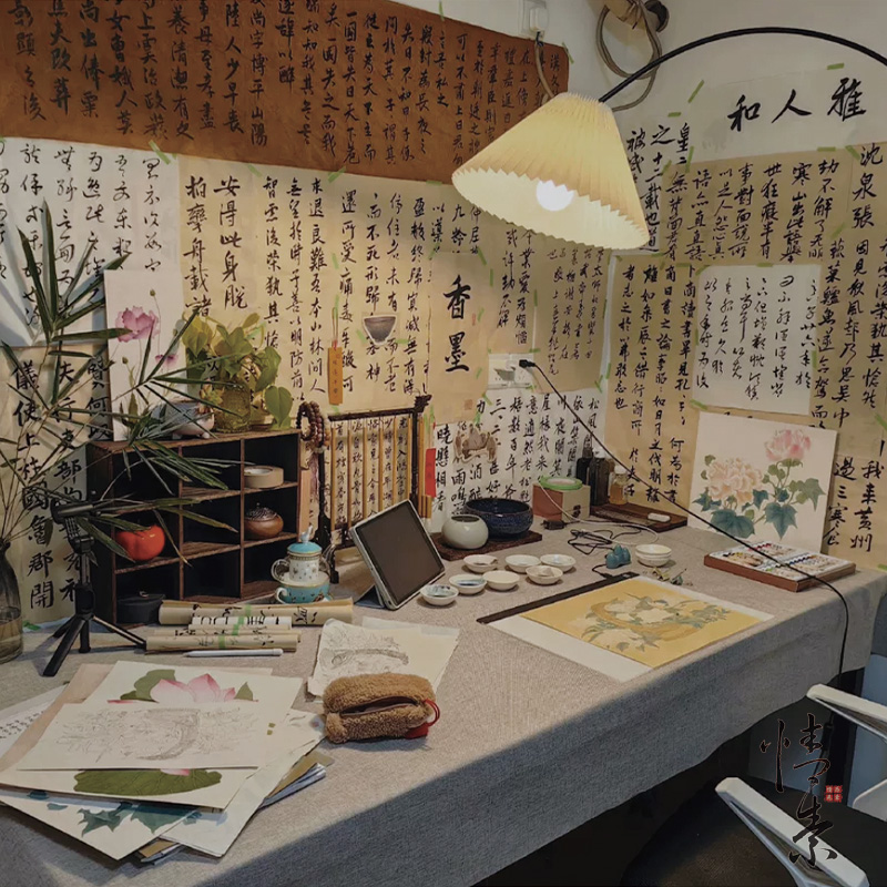 书法墙装饰手写作品盲盒古风拍摄道具书房茶室毛笔练习稿纸新中式