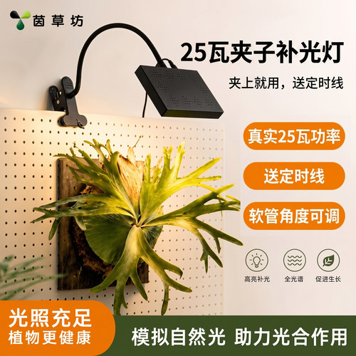 多肉专用补光灯25W全光谱LED夹子款室内家用上色定时