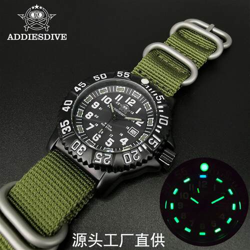 addies多功能男士石英手表夜光防水nato men wristwatch
