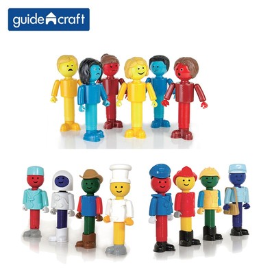 美国guidecraft 磁力棒益智积木职业玩偶 儿童拼接玩具沙盘辅助2+