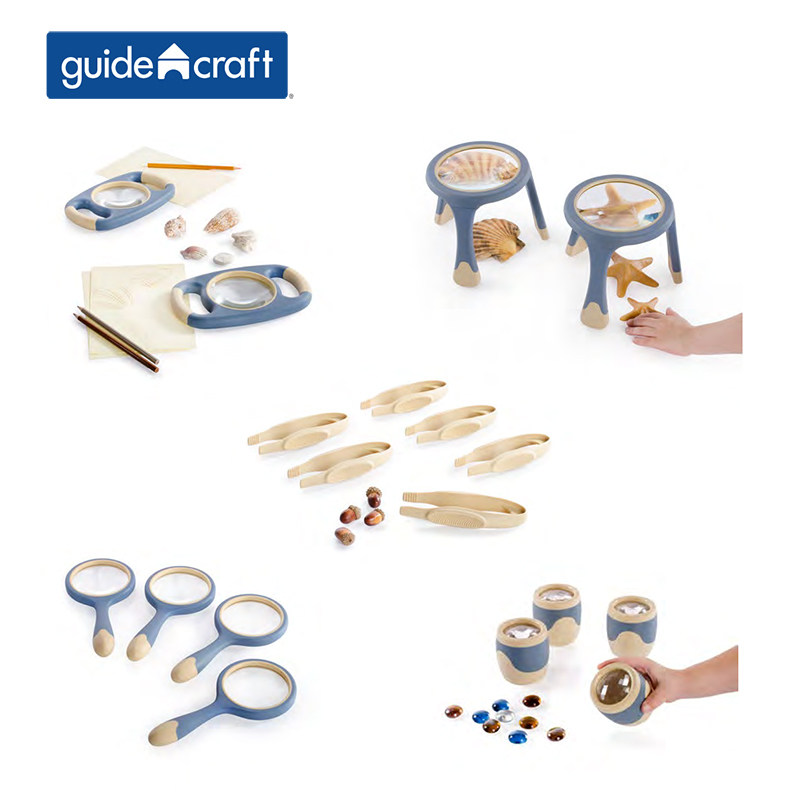 Guidecraft 桌面全天候双把手放大镜万花筒观察镜大型镊子2-4-6件