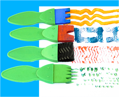 幼儿园美劳材料手工制作宝宝涂鸦创意diyEVA绘画刷 手柄笔刷4个