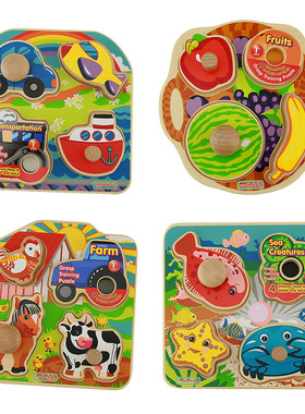 贝思德masterkidz海洋生物农场动物交通工具水果手握拼图儿童玩具