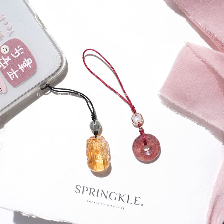 手机天然貔貅平安扣九尾狐挂件