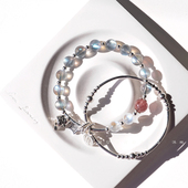 月光石 灰月光手串蓝月光石手链冰种天然水晶小众多圈 银手链纯银