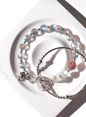 月光石灰月光手串蓝月光石手链