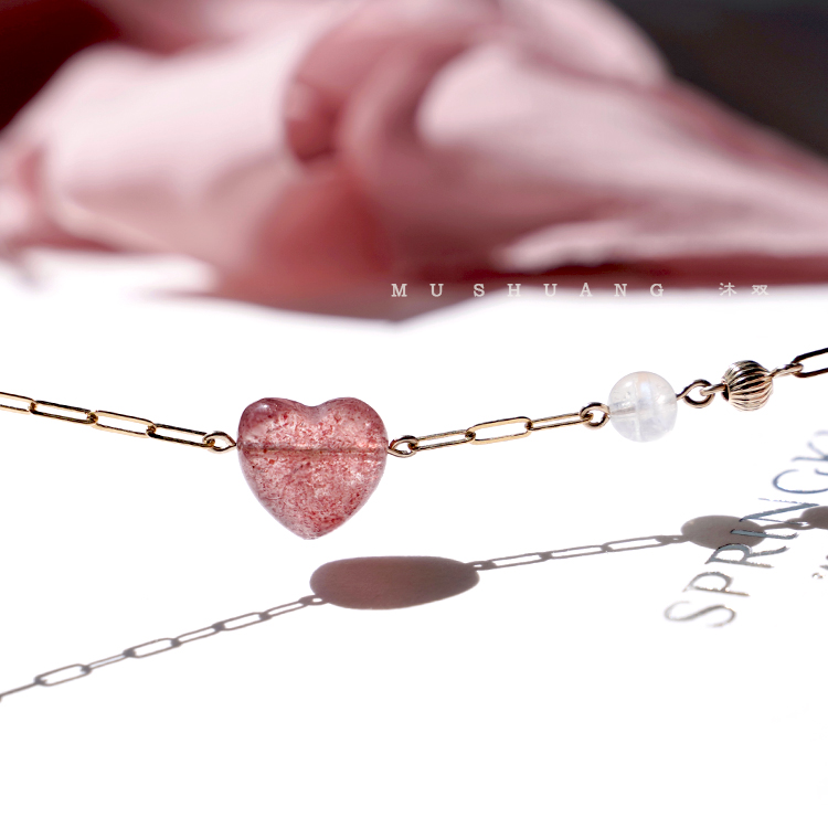 爱心草莓晶手链女红色桃心项链