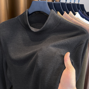 真德绒打底衫男士秋冬半高领裸感无痕加厚内搭保暖双面绒长袖t恤