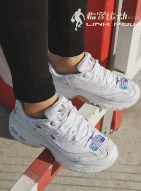 斯凯奇/Skechers D'lites玫瑰刺绣 纯白熊猫鞋厚底增小白鞋 11977