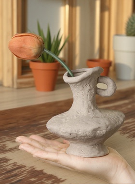 素胚手工艺术花器侘寂风花瓶摆件家民宿装饰品陶瓷干花器手作款