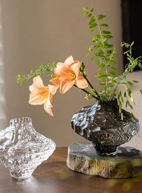 北欧山谷玻璃花瓶ins风不规则个性创意家居装饰品工艺品插花摆件