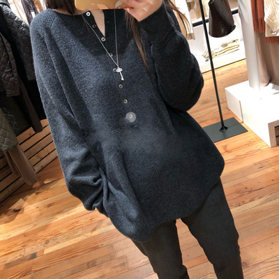 高密度华夫饼肌理不扎长袖毛衣