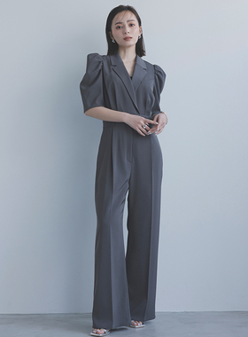 ANUANS 光泽垂坠抗皱 斜纹聚纤维 精致时装感 立体中袖 连体裤