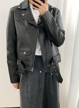 ballet by BACKLASH小羊皮 细腻柔软板正 修身 机车皮衣 配腰带