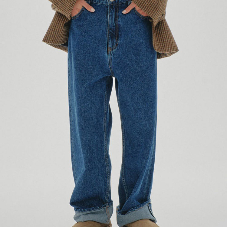 TDF 跨年度主打 厚实 美式复古直筒 高腰毛边耳 裤长偏长 牛仔裤