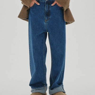 TDF 跨年度主打 厚实 美式复古直筒 高腰毛边耳 裤长偏长 牛仔裤