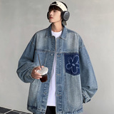 2025春秋季新款牛仔夹克男外套潮流刺绣宽松帅气上衣JK40P95，男装夹克，电商B203-1