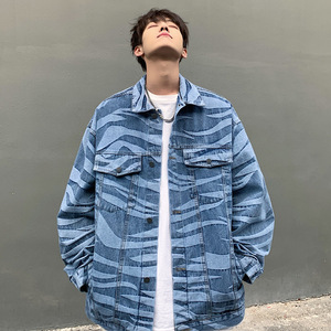 2025春秋季新款美式复古斑马纹牛仔外套男夹克潮流宽松 JK41 P95图片