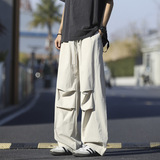 春夏季新款高街褶皱休闲裤男生宽松直筒阔腿伞兵裤2820特P45，男装休闲裤，电商B203-1