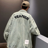 2025春季新款美式字母绣花牛仔外套男夹克潮流宽松JK45P95，男装夹克，电商B203-1