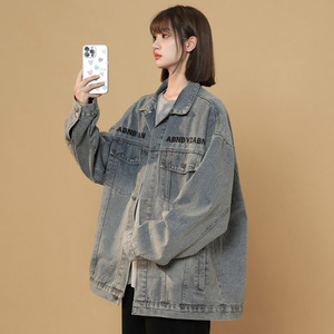 春秋季新款牛仔夹克女外套潮流字母刺绣宽松上衣 JK34 P95图片