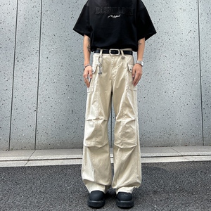秋季新款美式高街褶皱工装休闲裤男潮流宽松直筒阔腿裤 KZ016 P50图片