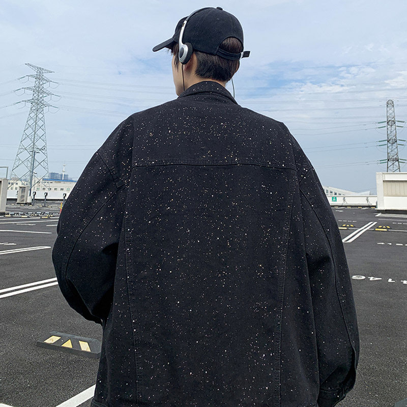 春季新款ins美式高街满天星牛仔外套男夹克潮流宽松痞帅上衣JK53,男装夹克,电商B203-1