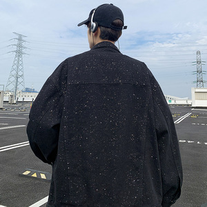 春季新款ins美式高街满天星牛仔外套男夹克潮流宽松痞帅上衣 JK53图片