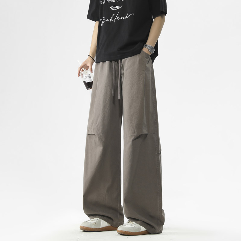 春夏季新款美式高街褶皱工装裤男潮流宽松直筒阔腿伞兵休闲裤830,男装工装外套,电商B203-1