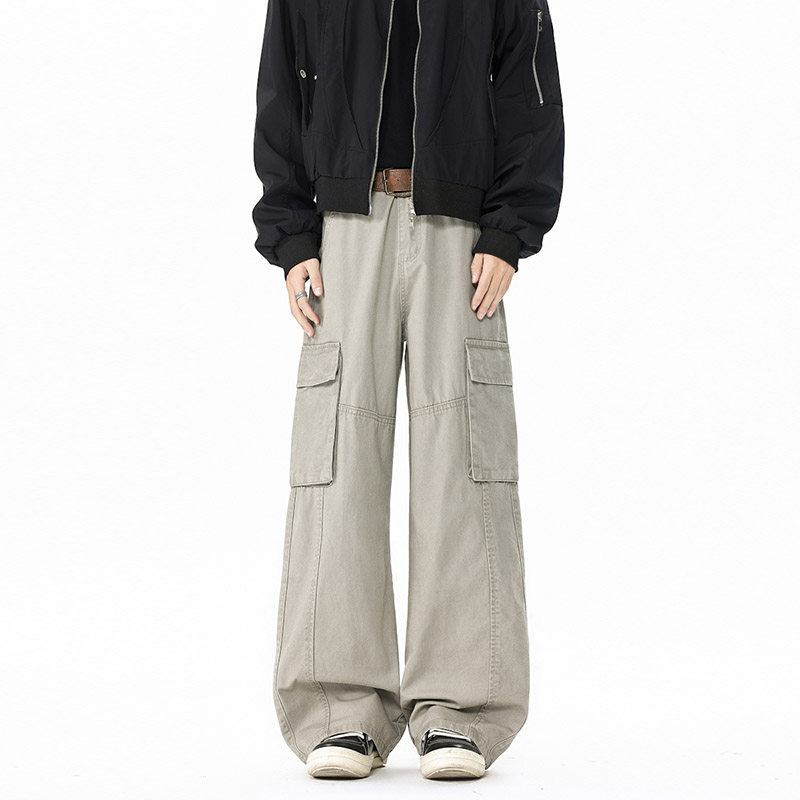 春季美式高街小众多口袋休闲工装裤男潮流宽松直筒阔腿086HP58，男装工装外套，电商B203-1